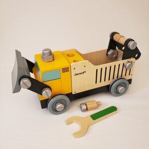 Janod Yellow and Black Wooden Construction Truck
